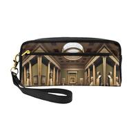 JaoXer Trousse de maquillage réutilisable - Organiseur de toilette de voyage, design complet aMuseum Treasures Pochette en cuir imprimé pour femme, noir, taille unique