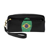 JaoXer Trousse de maquillage réutilisable - Organiseur de toilette de voyage, pochette en cuir imprimé Brésil pour femme
