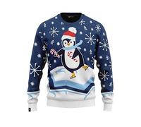JAP Christmas - Pull de Noël Le Bonhomme de Neige et Le père Noël - Une Tenue Parfaite sans gratter - 4XL - Bleu