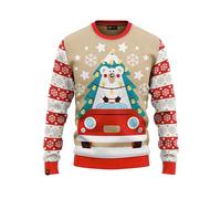 JAP Pull de Noël - Ours Polaire en Voiture - Une Tenue Parfaite sans gratter - 531-M