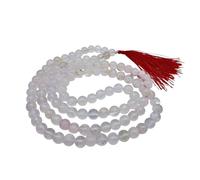 Japa Mala 108 Perles naturelles 8 mm - Collier de méditation fait à la main en cristal de rudraksha/cristal de roche - Avec pompon & OM - Original d'Inde, 108 Edelsteinperlen 8 mm Durchmesser, Gemme