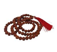 Japa Mala 108 Perles naturelles 8 mm - Collier de méditation fait à la main en cristal de rudraksha/cristal de roche - Avec pompon & OM - Original d'Inde, 108 Edelsteinperlen 8 mm Durchmesser, Gemme