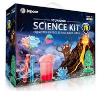Japace 70 expériences pour enfants - Boîte d'expérimentation scientifique - Jouet STEM - 4-6-8-10-12 ans - Cadeaux pour garçons et filles - Kit de chimie, culture de cristaux, volcan, balle en