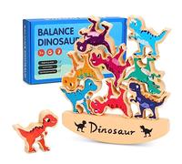 Japace Jeu d'empilage en bois à partir de 3 ans, jouet dinosaure à partir de 3, 4, 5 ans, jouet Montessori pour enfants à partir de 3 à 5 ans, jouet de motricité, jouet empilable, cadeau pour garçon