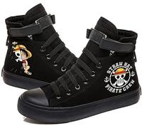 Japan Anime Stampato High-Top Scarpe di Tela Sneakers Comode Sneakers per Ragazze Femme Ragazzi Ragazze Uomini Hip Hop Streetwear (Black,43)