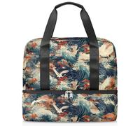 Japan Art Crane Sac de sport pour femme et homme Kirls Garçons Filles 21 L Sac fourre-tout séparé pour voyage, gym, yoga, couleur, Big, Organiseur de sac