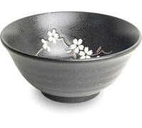 Japan-Bowls AsiATICA - Bol à ramen en porcelaine de 15 cm - Bol asiatique de qualité supérieure pour riz, pâtes, tapas, udon, céréales - Bol à soupe avec motifs japonais (anémone mat/noir)