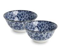 Japan-Bowls AsiATICA - Lot de 2 bols à ramen en porcelaine - 15 cm - Bol asiatique de qualité supérieure pour riz, pâtes, tapas, udon, céréales - Bol à soupe avec designs japonais