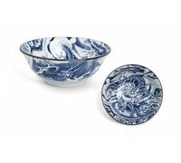 Japan-Bowls Edition Dragon Gott Edition - Grands bols à ramen Ø 20,5 cm - En porcelaine - Bols asiatiques de qualité supérieure pour ramen, udon, riz et soupes (dieu dragon - Nuage bleu)