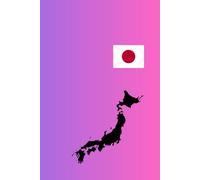 Japan Country Map and Flag Design Notebook: Gradient Blue and Pink Notepad