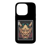 Japan Devil Hannya Masque Yokai Oni Grid Coque pour iPhone 14 Pro