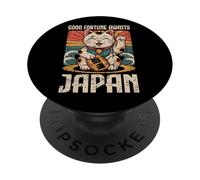 Japan Fortune Attend Le Chat Kawaii Neko pour la Chance Kanji Souvenir PopSockets PopGrip Adhésif