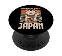 Japan Fortune Attend Le Chat Kawaii Neko pour la Chance Kanji Souvenir PopSockets PopGrip Adhésif