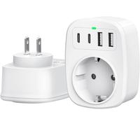 Japan France Adapter,Japan Plug Adapter with 2 USB C and 2 USB A,5 in 1 Travel Adapter for Type A Plug for Japan,USA,Thailand,China,Canada