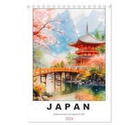 Japan. Impressionen im Aquarell-Stil (Tischkalender 2026 DIN A5 hoch), CALVENDO Monatskalender: Die Schönheit Japans in künstlerischen Bildern