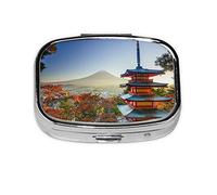 Japan Mount Fuji Paysage Boîte à pilules carrée Boîte à pilules Pilulier Boîte à pilules Pilules de foie de morue Boîte à pilules vitaminées