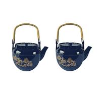 JapanBargain 1628 Lot de 2 théières japonaises en plastique mélamine incassable pour la maison ou le restaurant, couleur noire laquée avec motif bambou, fabriquée au Japon, 650 ml