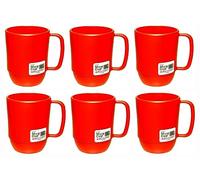 JapanBargain 3091 Lot de 6 tasses japonaises en plastique incassables pour le camping, le lait, le jus, le thé, l'eau, le voyage, passent au micro-ondes, 355 ml, fabriquées au Japon, rouge