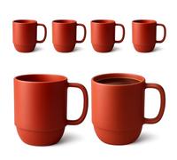 JapanBargain 3091 Lot de 6 tasses japonaises en plastique incassables pour le camping, le lait, le jus, le thé, l'eau, le voyage, passent au micro-ondes, 355 ml, fabriquées au Japon, rouge