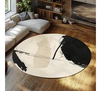 Japandi Minimaliste Noir crème Rond Tapis Salon Anti dérapant à Poils Ras Abstrait Encre Art Chambre Coucher Chevet entrée Facile d Entretien Moquette 240cm
