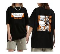 Japanese Anime My Hero Academia T-Shirt Boku No Hero Academia Été Manches Courtes Noir T-Shirt Lâche Manga Graphic Tops (Color 01,L)