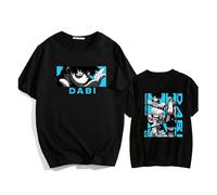 Japanese Anime My Hero Academia T-Shirt Boku No Hero Academia Été Manches Courtes Noir T-Shirt Lâche Manga Graphic Tops (Color 04,XXL)