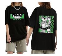 Japanese Anime My Hero Academia T-Shirt Boku No Hero Academia Été Manches Courtes Noir T-Shirt Lâche Manga Graphic Tops (Color 02,S)