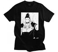 Japanese Anime Nara Shikamaru T Shirt for Men Short Sleeve Manga Naluto Tshirt Cotton T-Shirt Streetwear Harajuku Tee Black M