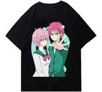 Japanese Anime The Disastrous Life of Saiki K T Shirt Men Summer Crewneck Short Sleeve Hip Hop Graphic Print Tops Black M