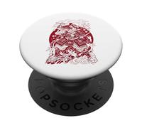 Japanese Art Cat Ninja Ukiyo-e Anime Style Samurai Cat PopSockets PopGrip Adhésif