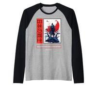 Japanese Art Samurai Vintage Fighter Anime Bushido Kanji Manche Raglan
