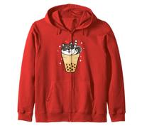 Japanese Bubble Boba Tea Kawaii Tri Color Black Shiba Inu Sweat à Capuche
