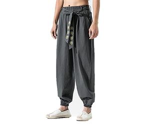 Japanese Casual Kimono Pants Loose Harajuku Trousers Japan Men Traditional Asian Clothing Dark Gray M