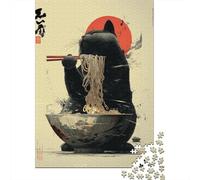 Japanese Cat Eating Noodles-3 Puzzle 1000 Pièces Cadeau Unique Jeu Éducatif Challenge Toy À De Qualité Supérieure Peinture Art pour Adultes Et Enfants 38x26cm/1000pcs