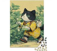 Japanese Cat Gardening Puzzle 1000 Pièces Educa Jouet en Bois Jeu D'Intelligence Décoration Intérieure Jeu Éducatif Challenge Toy Adultes & Enfants des 14 Ans 52x38cm/1000pcs