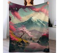 Japanese Cerise Blossoms Impression 3D Couverture Légère en Polaire De Flannel Linge De Lit Couvre-lit Couvertures De Canapé (100×130cm)