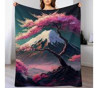 Japanese Cerise Blossoms Impression 3D Couverture Légère en Polaire De Flannel Linge De Lit Couvre-lit Couvertures De Canapé (100×130cm)