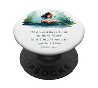 Japanese Christian Anime - Psalms 119:11 Thy Word Have I Hid PopSockets PopGrip Adhésif