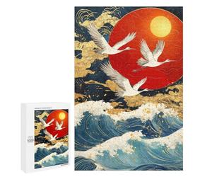 Japanese Crane Sunset Painting Puzzle 1000 Pièces Educa Jouet en Bois Cadeau Unique Décoration Intérieure Jeu Éducatif Challenge Toy Adultes Et Enfants À Partir De 14 Ans 1000 PCS