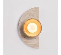 Japanese Creative Half-Circle Wall Light Wind Vintage Log Sconce Nordic Yellow Travertine Bedroom Bedside Mount Lamp B& Living Room Aisle Staircase Lighting