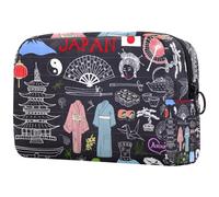 Japanese Cultures Trousse à cosmétiques pour femme, trousse de toilette de voyage, grande pochette de maquillage pratique avec fermeture éclair, multicolore, 18.5x7.5x13cm/7.3x3x5.1in, Trousse de