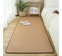 Japanese Floor Mattress Natural Rattan Area Rug with Soft Cushion Layer, Non-Slip Base & Cool Touch, Breathable Home Decor Woven Tatami Mat(Brown,1 * 2m/39 * 79in)