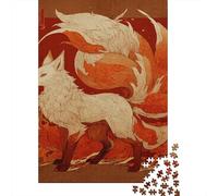 Japanese Fox Spirit Art Print -2 Puzzles 1000 Pieces Cadeau Unique Jeu Éducatif Challenge Toy À De Qualité Supérieure Peinture Art pour Adultes Et Enfants À Partir De 12 Ans 52x38cm/1000pcs