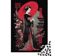 Japanese Geisha Art Print-3 Puzzle 1000 Pieces Cadeau Unique Jeu Éducatif Challenge Toy À De Qualité Supérieure Peinture Art pour Adultes Et Enfants À Partir De 14 Ans 38x26cm/1000pcs