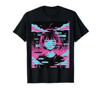 Japanese Girl Vaporwave Glitchcore Aesthetic Cyber Goth T-Shirt