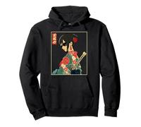 Japanese Gothic Samurai Art Woman With Katana Sword Kanji Sweat à Capuche