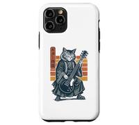 Japanese Guitar Cat Samurai Retro Electric Guitar Vintage Coque pour iPhone 11 Pro