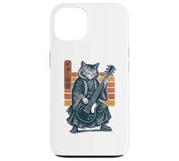 Japanese Guitar Cat Samurai Retro Electric Guitar Vintage Coque pour iPhone 13