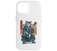 Japanese Guitar Cat Samurai Retro Electric Guitar Vintage Coque pour iPhone 14