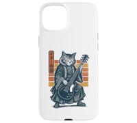 Japanese Guitar Cat Samurai Retro Electric Guitar Vintage Coque pour iPhone 15 Plus